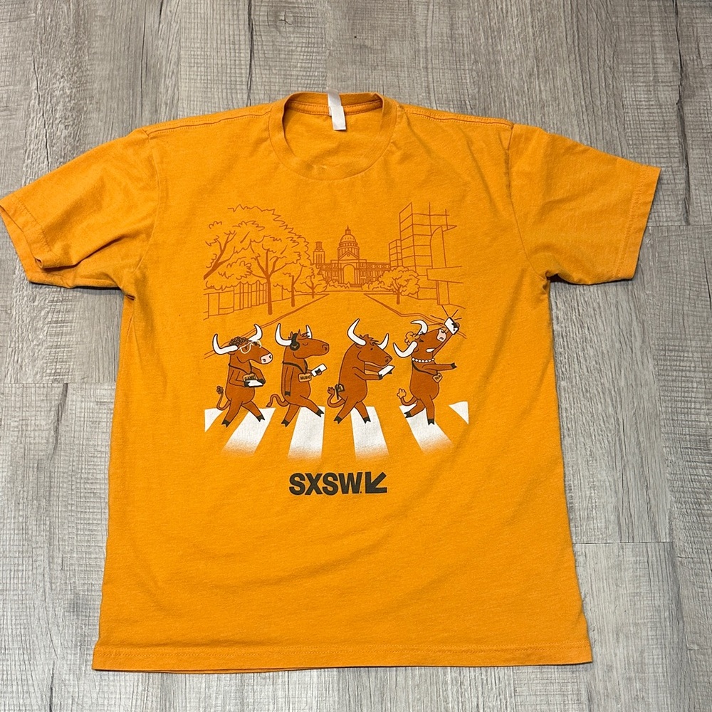 orange SXSW Austin shirt volunteer staff